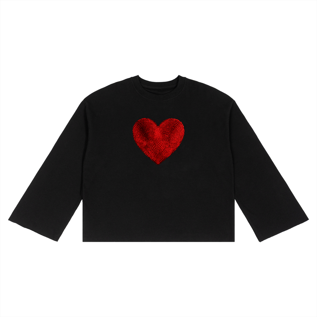 "I AM" UNISEX WAFFLE RAW EDGE SWEATER (BLACK)