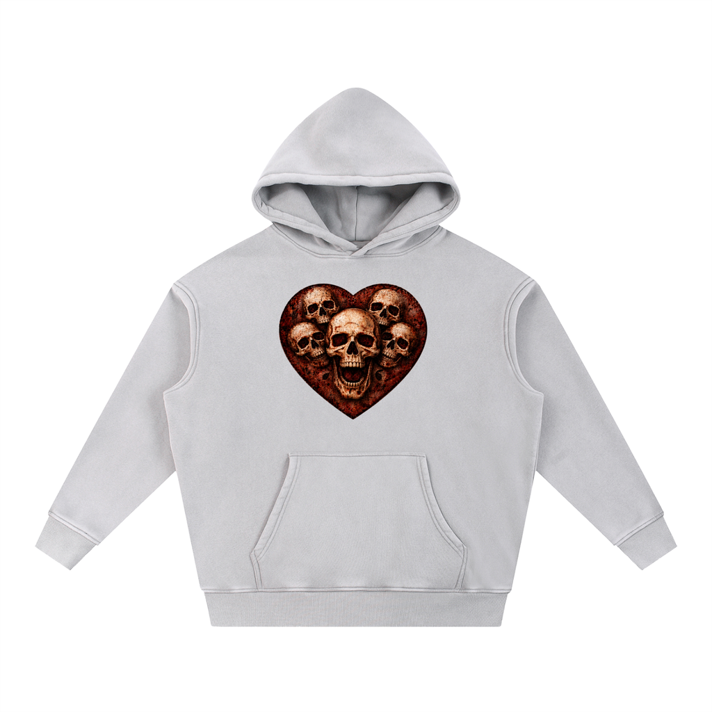 "END OF WORLDS" Snow Wash Fleece Oversize Hoodie