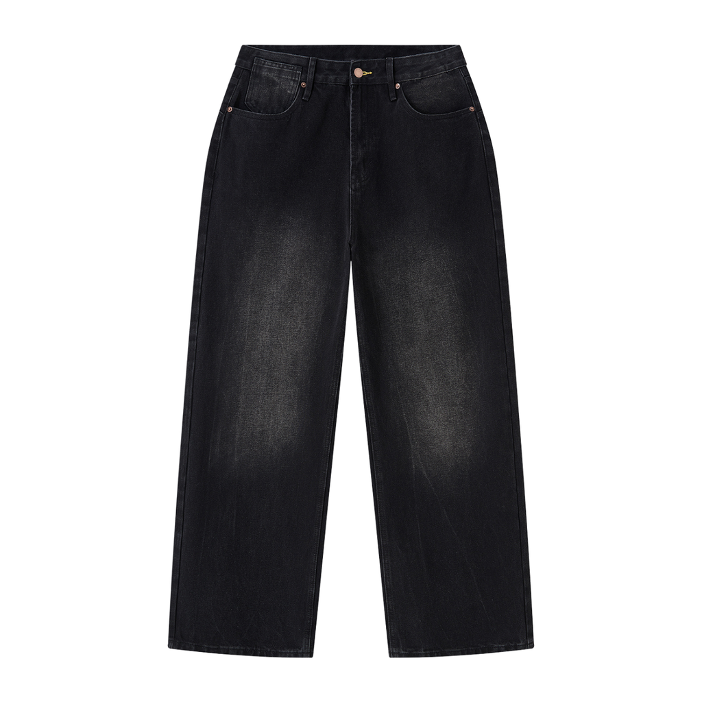 Denim Study 001 - Black Vintage Wash Wide Leg Jeans