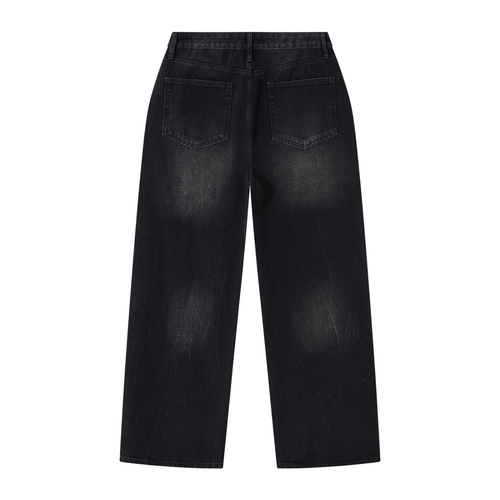Denim Study 001 - Black Vintage Wash Wide Leg Jeans