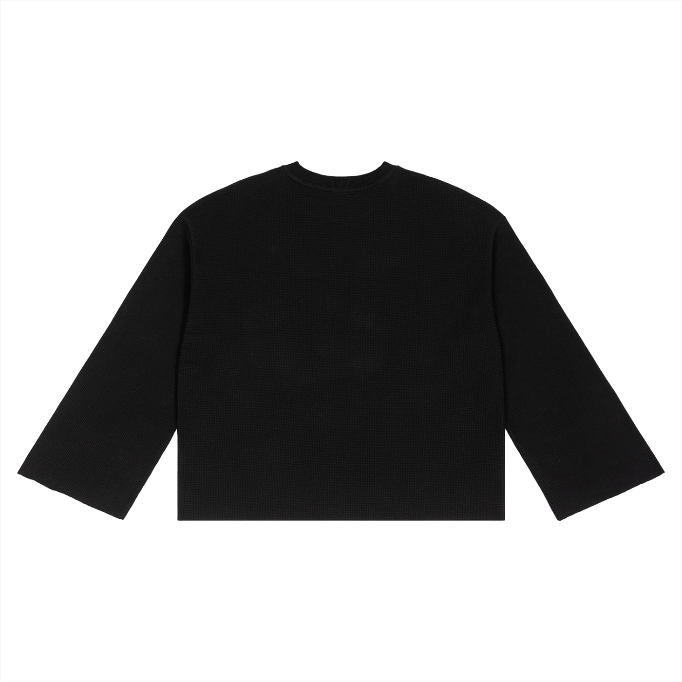 "I AM" UNISEX WAFFLE RAW EDGE SWEATER (BLACK)