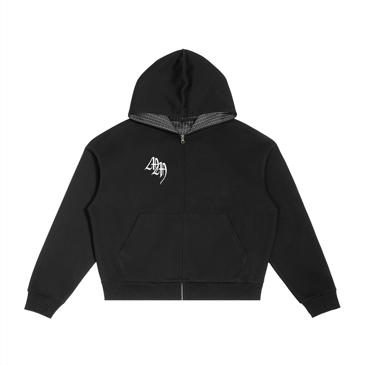 MM Plaid Zip Hoodie - Black