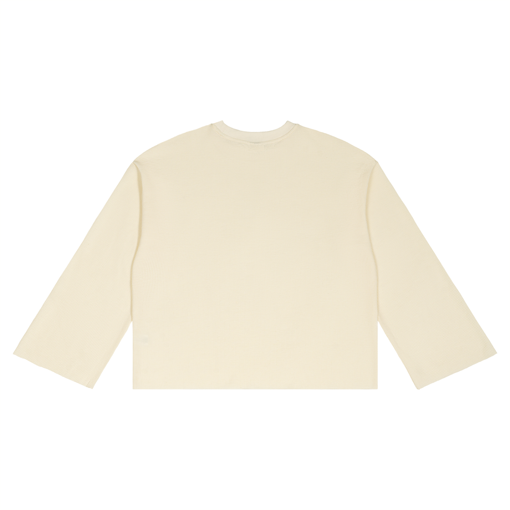 "I AM" UNISEX WAFFLE RAW EDGE SWEATER (CREAM)