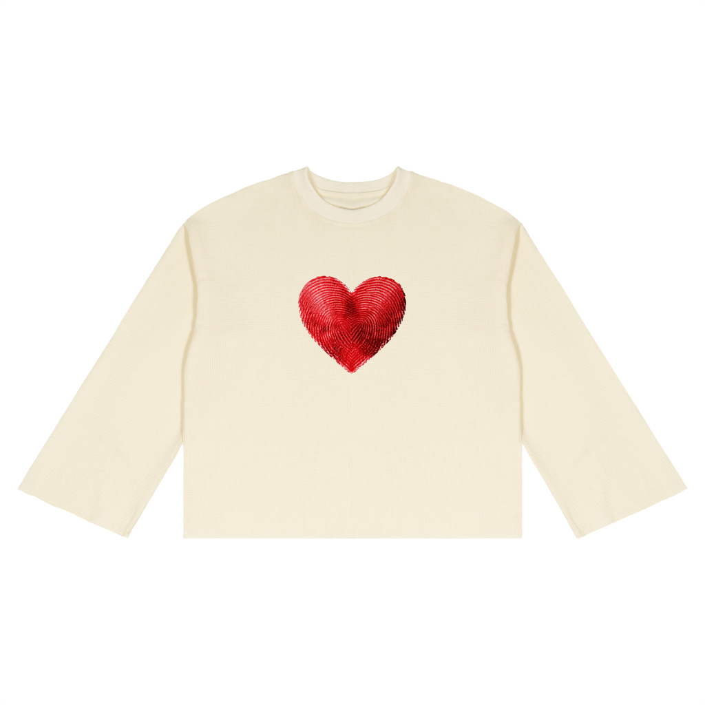 "I AM" UNISEX WAFFLE RAW EDGE SWEATER (CREAM)