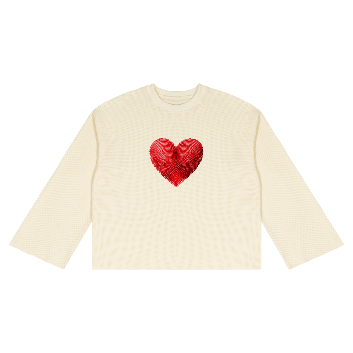"I AM" UNISEX WAFFLE RAW EDGE SWEATER (CREAM)