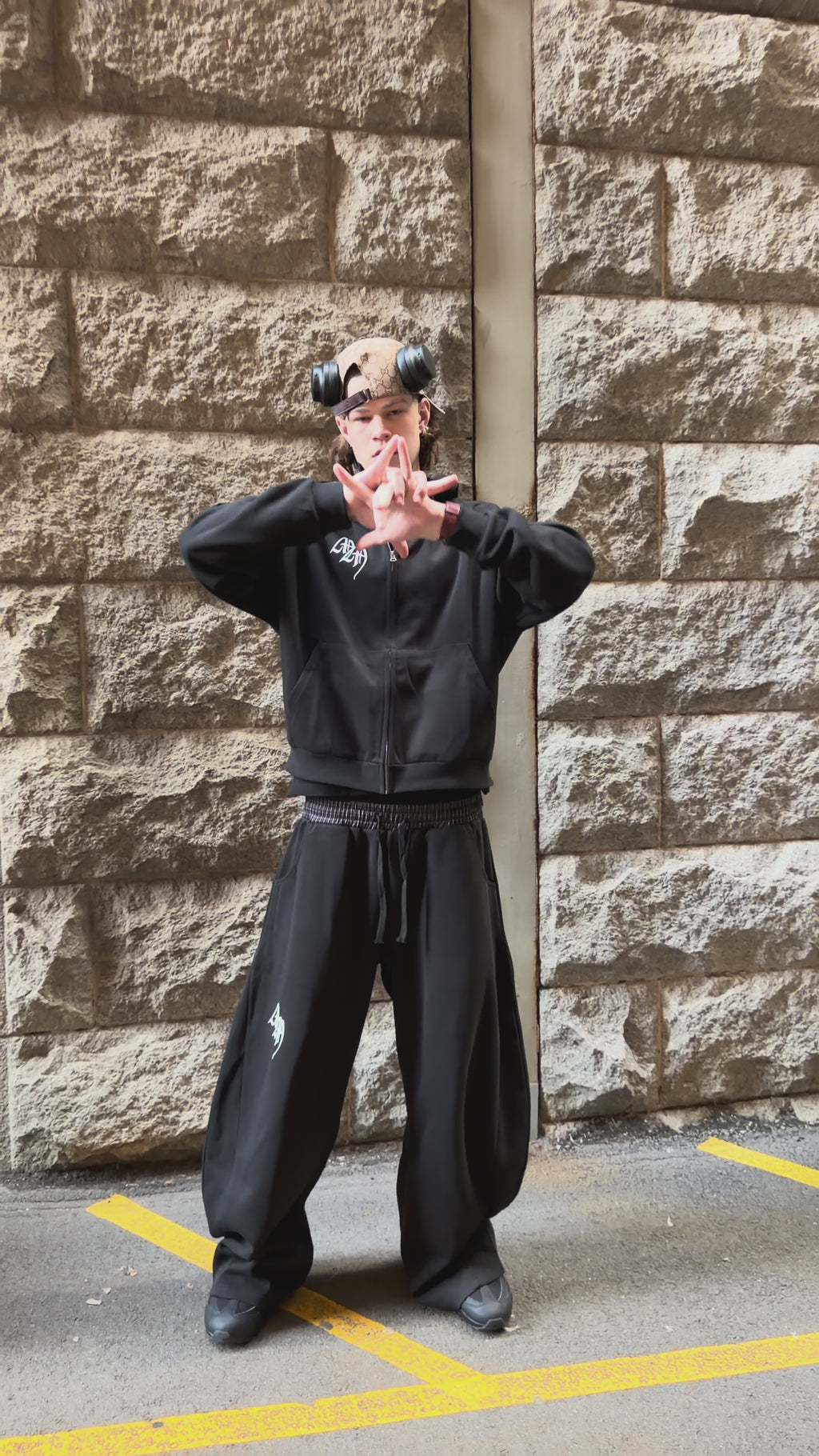 MM Plaid-Lined Tracksuit — Black